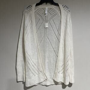 Aeropostale Cream Lightweight Cardigan Open Front Womens Open Knit Sz Med